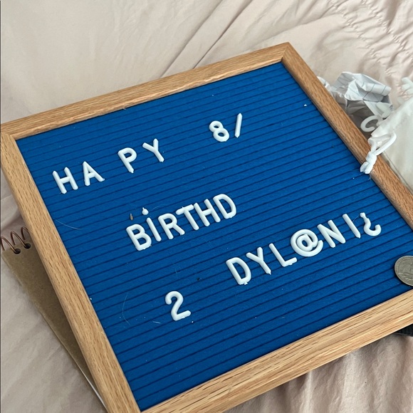Blue Felt Letter Board with Wooden Frame - Picture 1 of 3